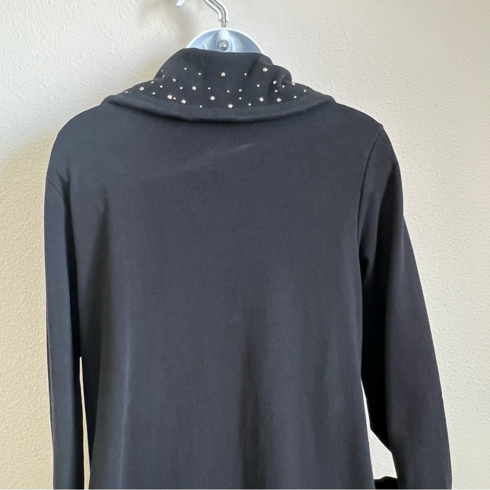 Christine Alexander women black embellish cardigan button front, pockets Sz M - Picture 8 of 13